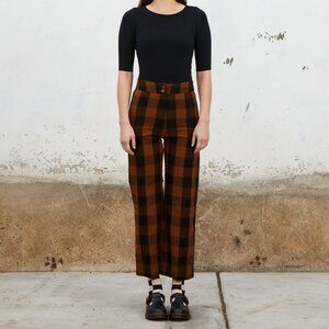 Ali Golden - Silk Fly front brown/black plaid trouser